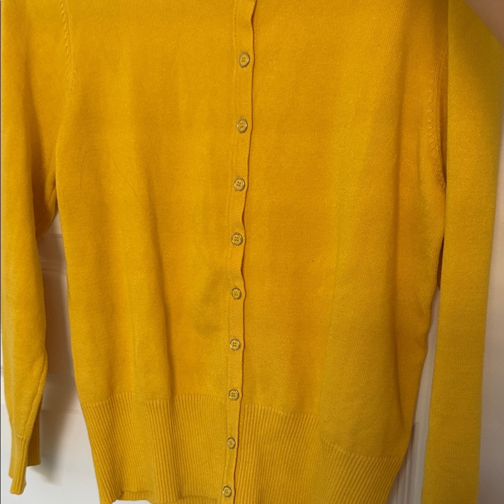 Carol Rose Mustard Button-Up Cardigan